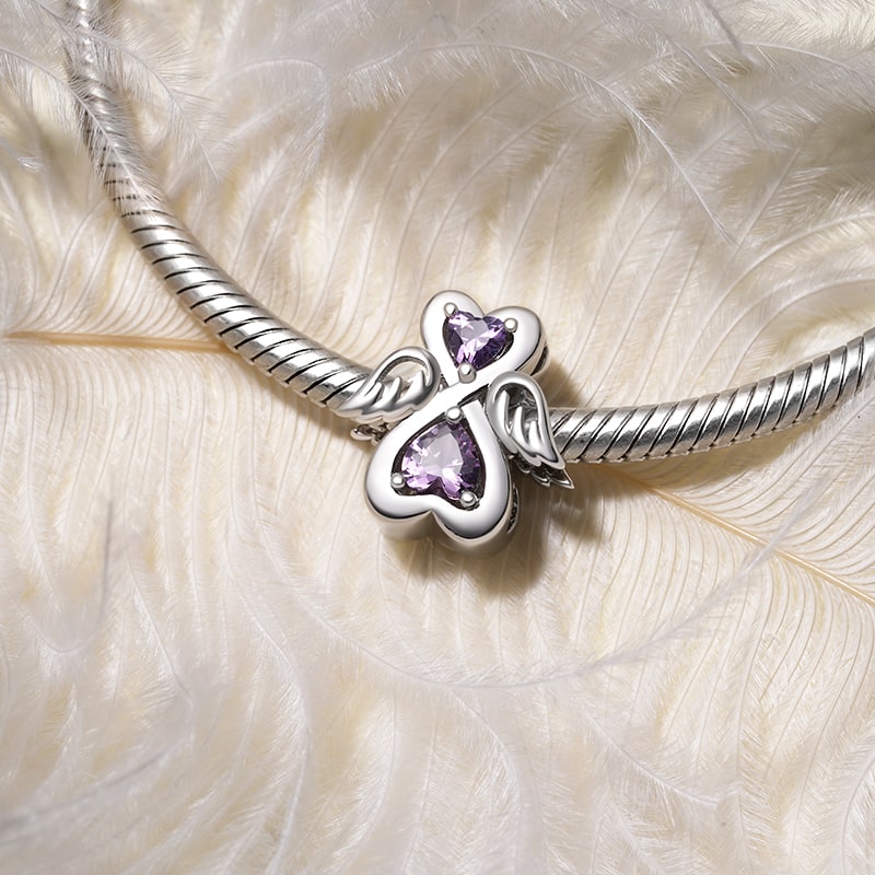 Gnoce Birthstone Angel Charm Platinum-plated Silver Blend_4