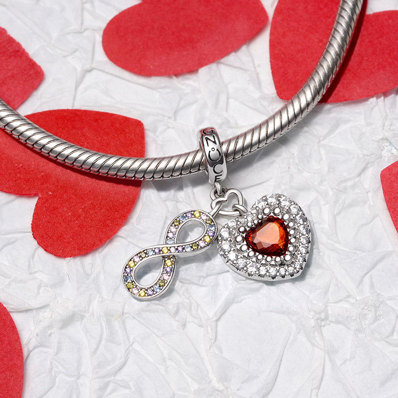 Gnoce Sparkling Infinite Love Heart Charm Platinum-plated Silver Blend_4