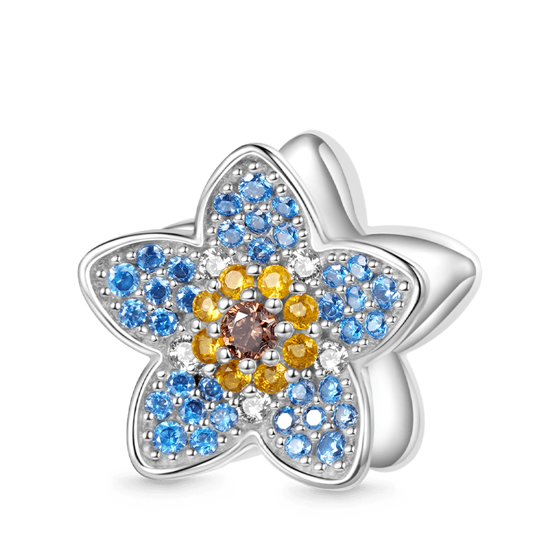 Gnoce Blooming Forget-Me-Not Flower Charm Platinum-plated Silver Blend_1
