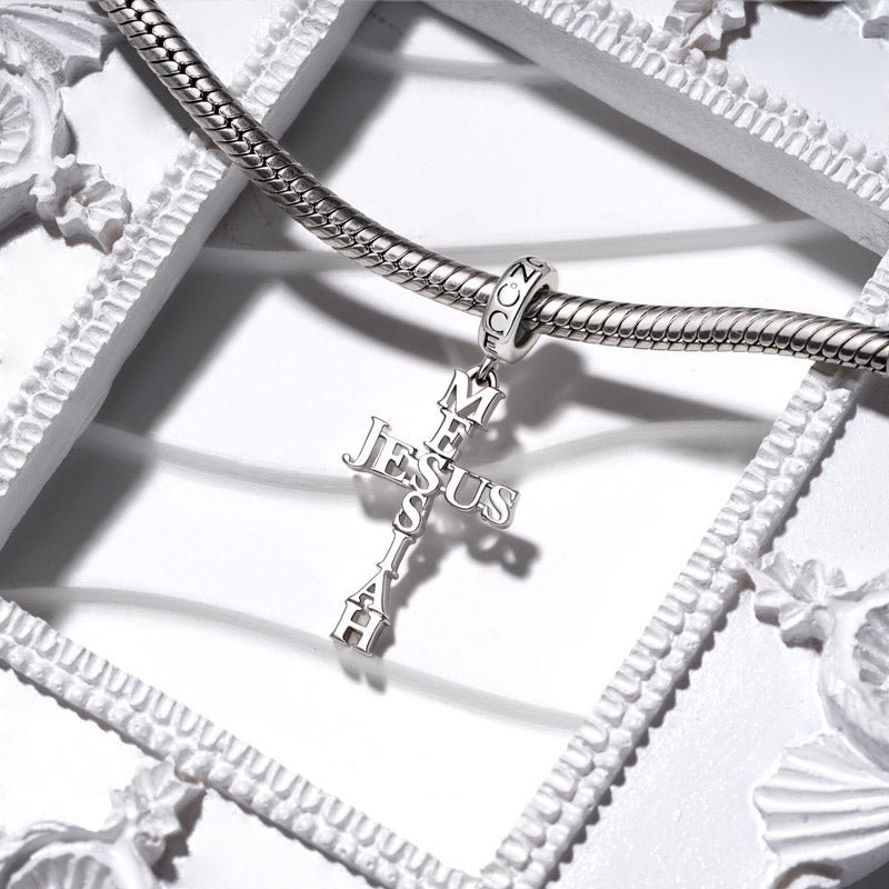 Gnoce "Messiah Jesus" Cross Charm Platinum-plated Silver Blend_2