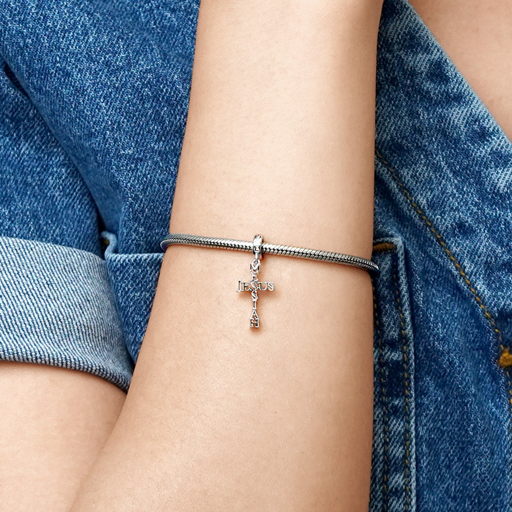 Gnoce "Messiah Jesus" Cross Charm Platinum-plated Silver Blend_4