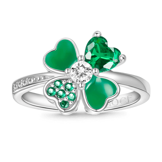 Gnoce Lucky Four Leaf Clover Adjustable Ring_1