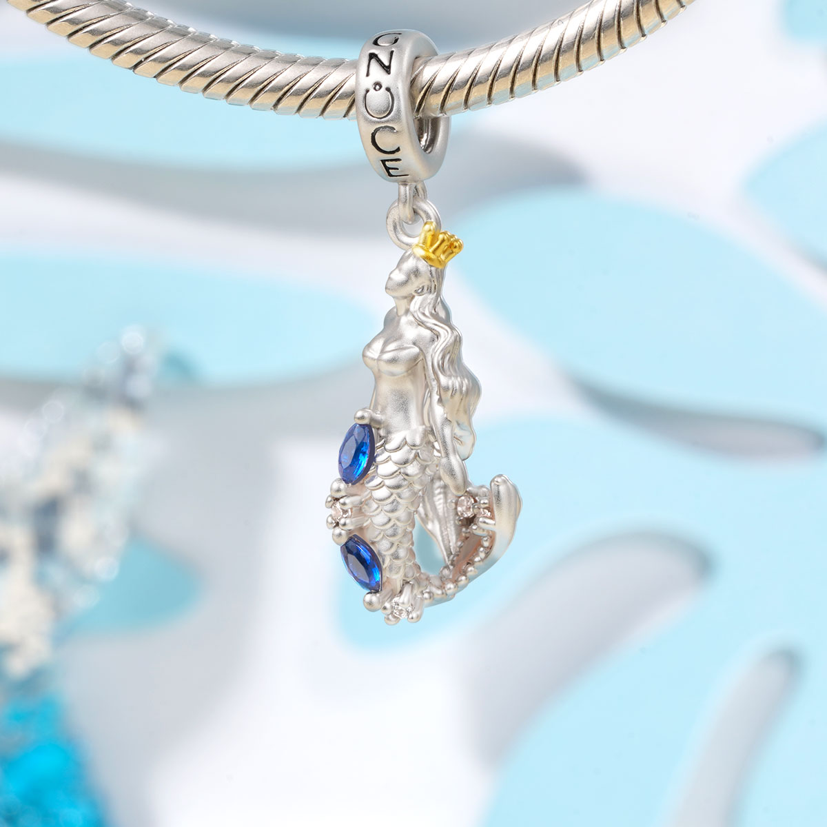 Gnoce Mermaid Charm Platinum-plated Silver Blend_3