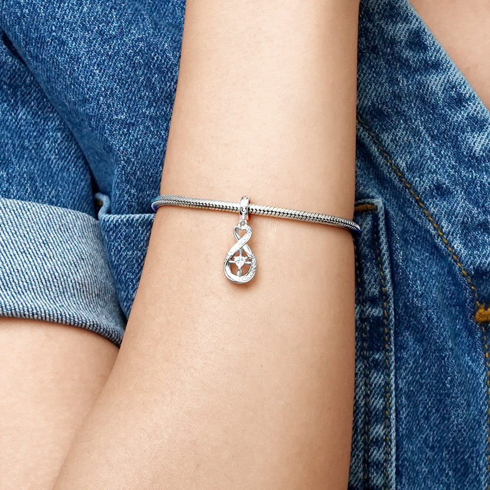 Gnoce Sparkling Infinity Love Cross Charm Platinum-plated Silver Blend_7