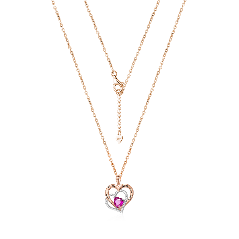 Gnoce "I Love You to the Moon and Back" Birthstone Heart Necklace_2