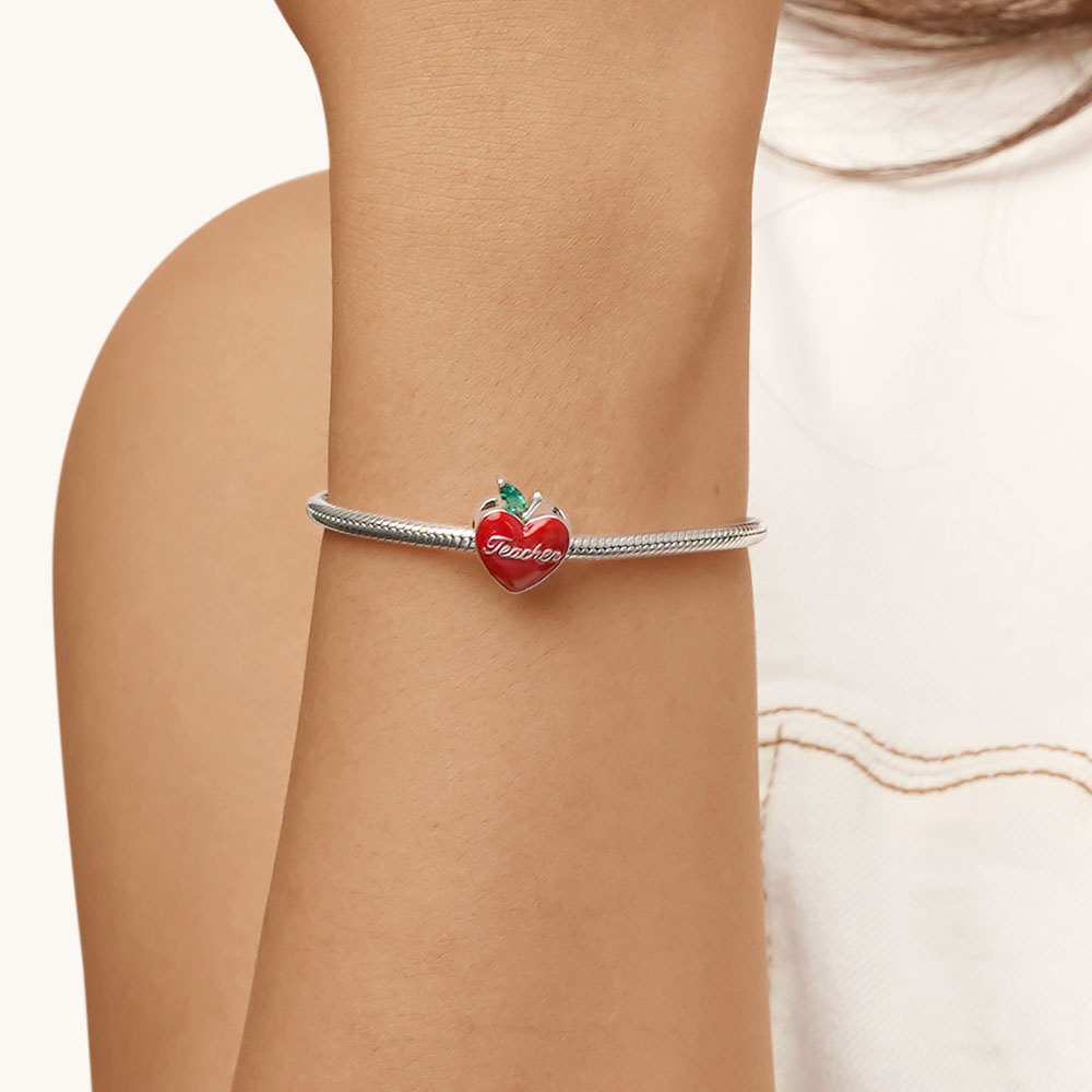 Gnoce Teacher Apple Charm Platinum-plated Silver Blend_5