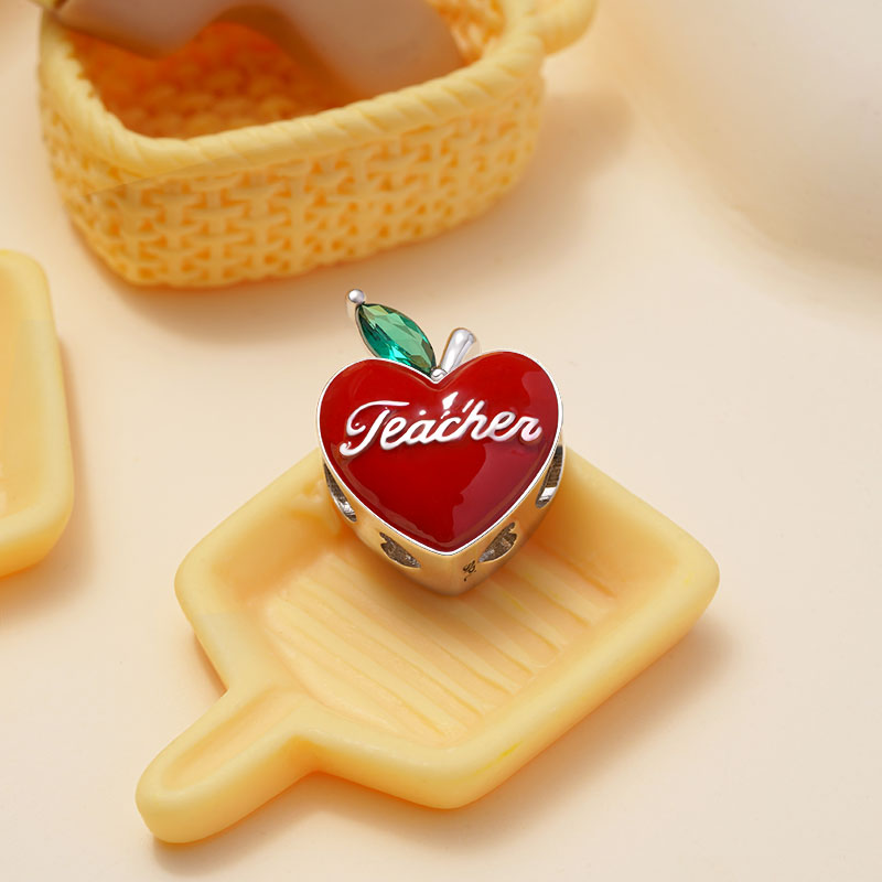 Gnoce Teacher Apple Charm Platinum-plated Silver Blend_3