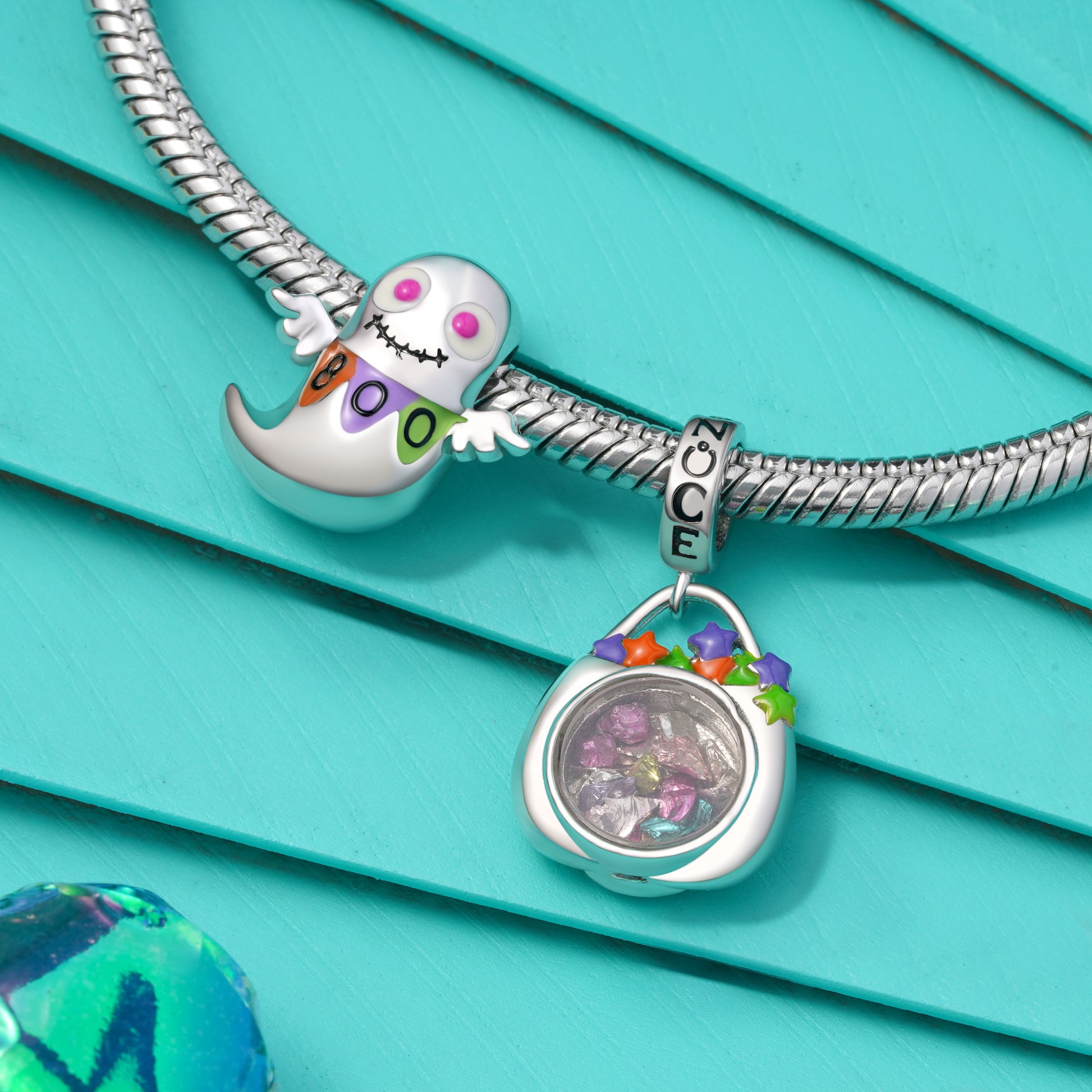 Gnoce Halloween Pumpkin Basket Pendant Dangle Charm_3