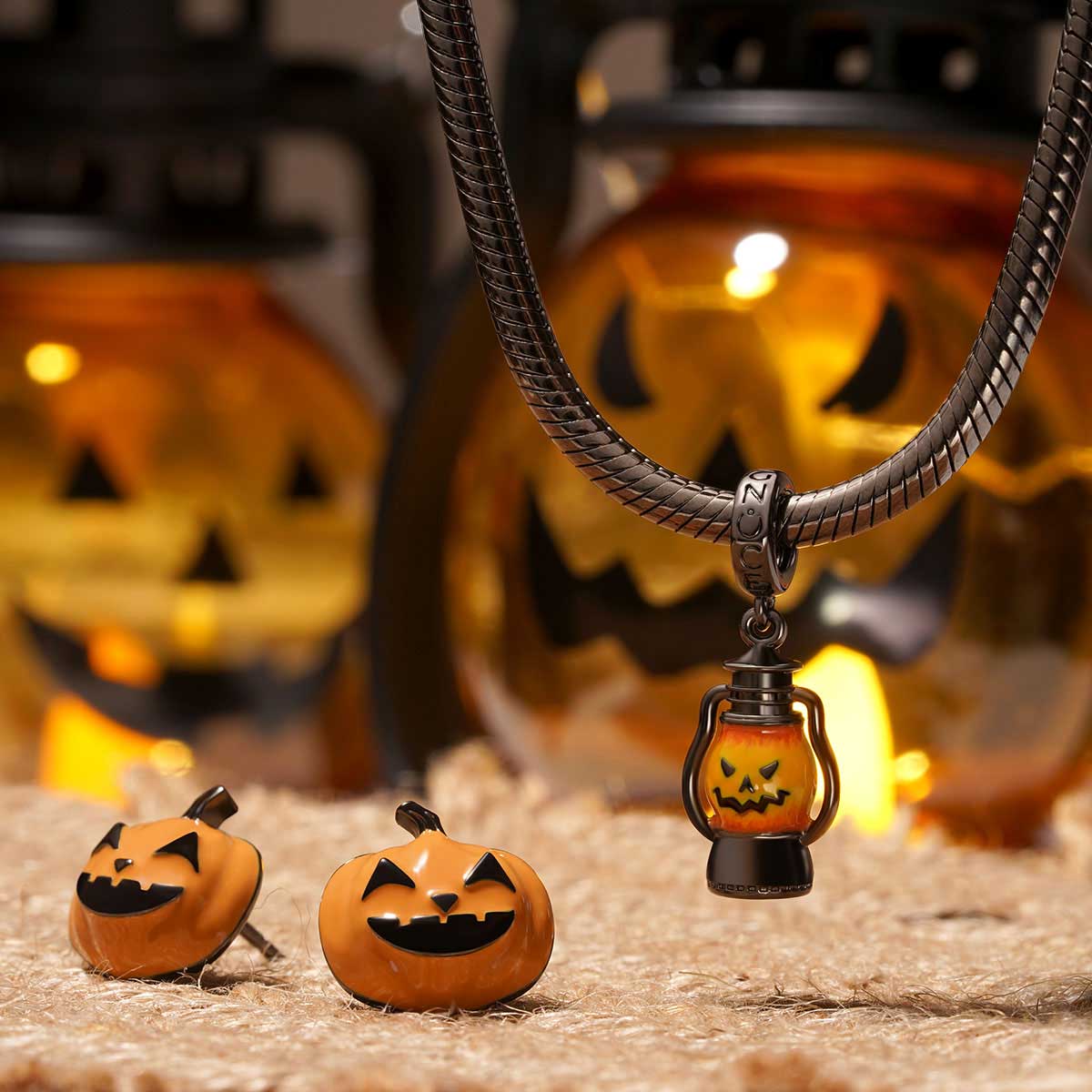 Gnoce Halloween Pumpkin Lantern Pendant Dangle Charm_3
