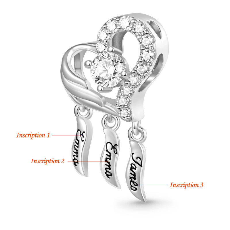 Gnoce Heart Shape Dream Catcher Engravable Charm Platinum-plated Silver Blend_2