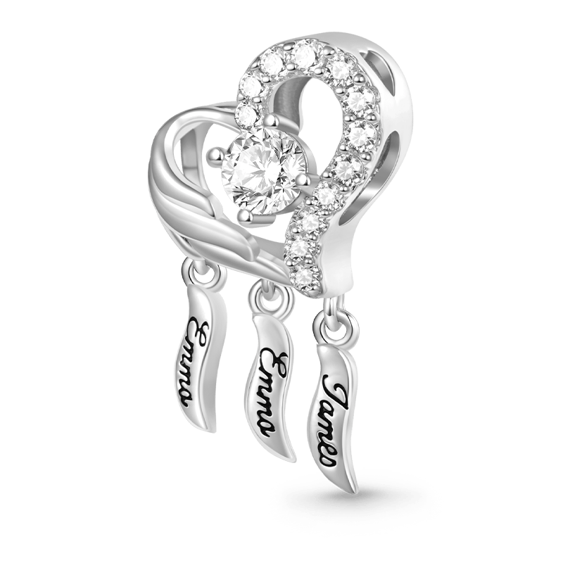 Gnoce Heart Shape Dream Catcher Engravable Charm Platinum-plated Silver Blend_1