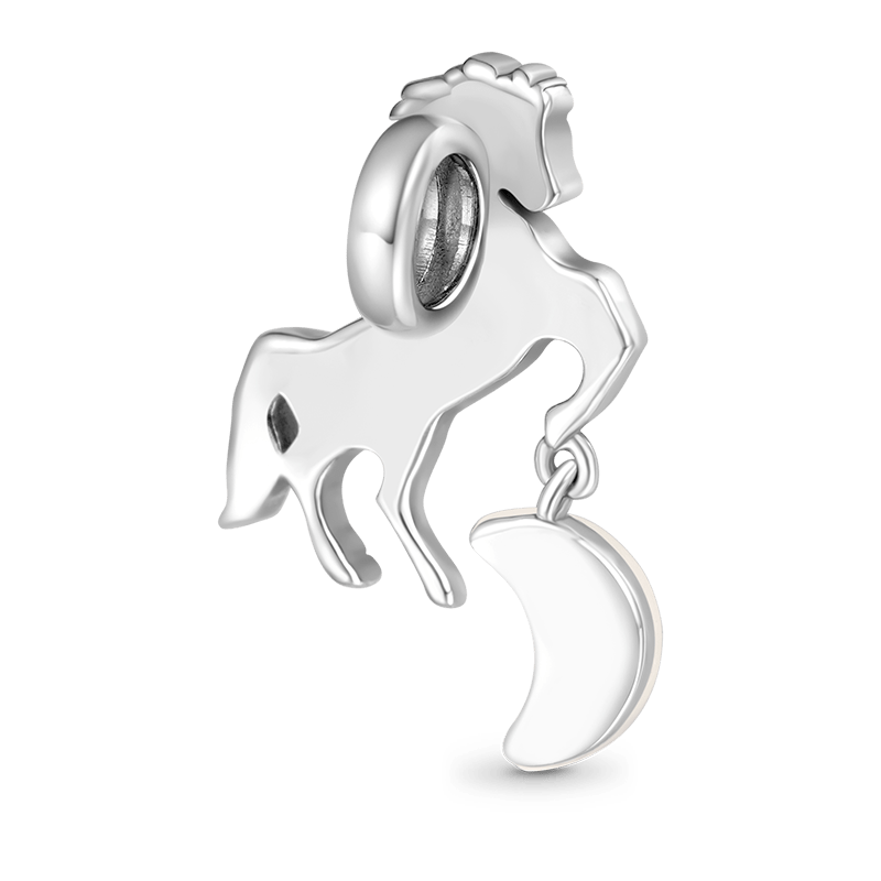 Gnoce Light Color-changing  Black Skull Horse Charm Platinum-plated Silver Blend_3