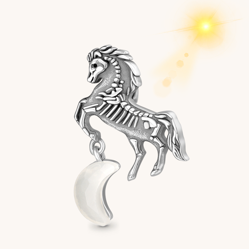 Gnoce Light Color-changing  Black Skull Horse Charm Platinum-plated Silver Blend_1