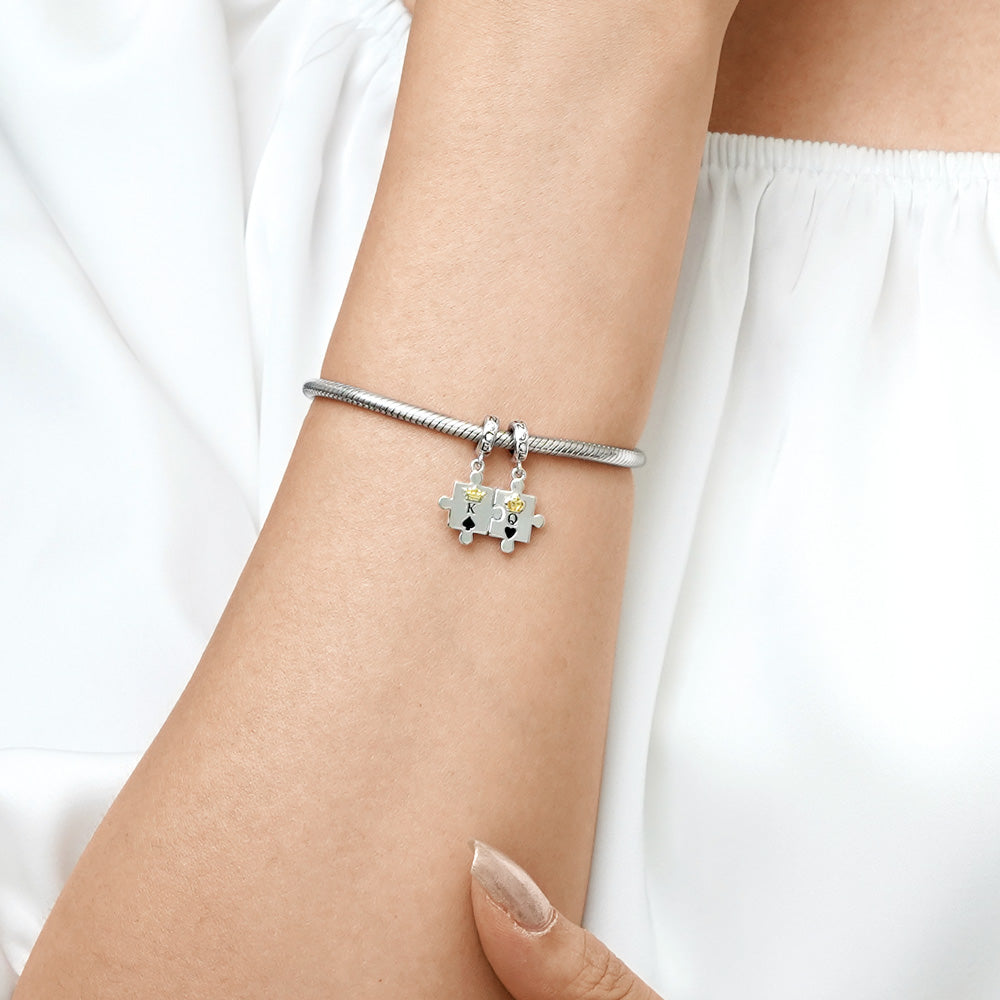Gnoce Personalized Couple Puzzle Charm Platinum-plated Silver Blend_5