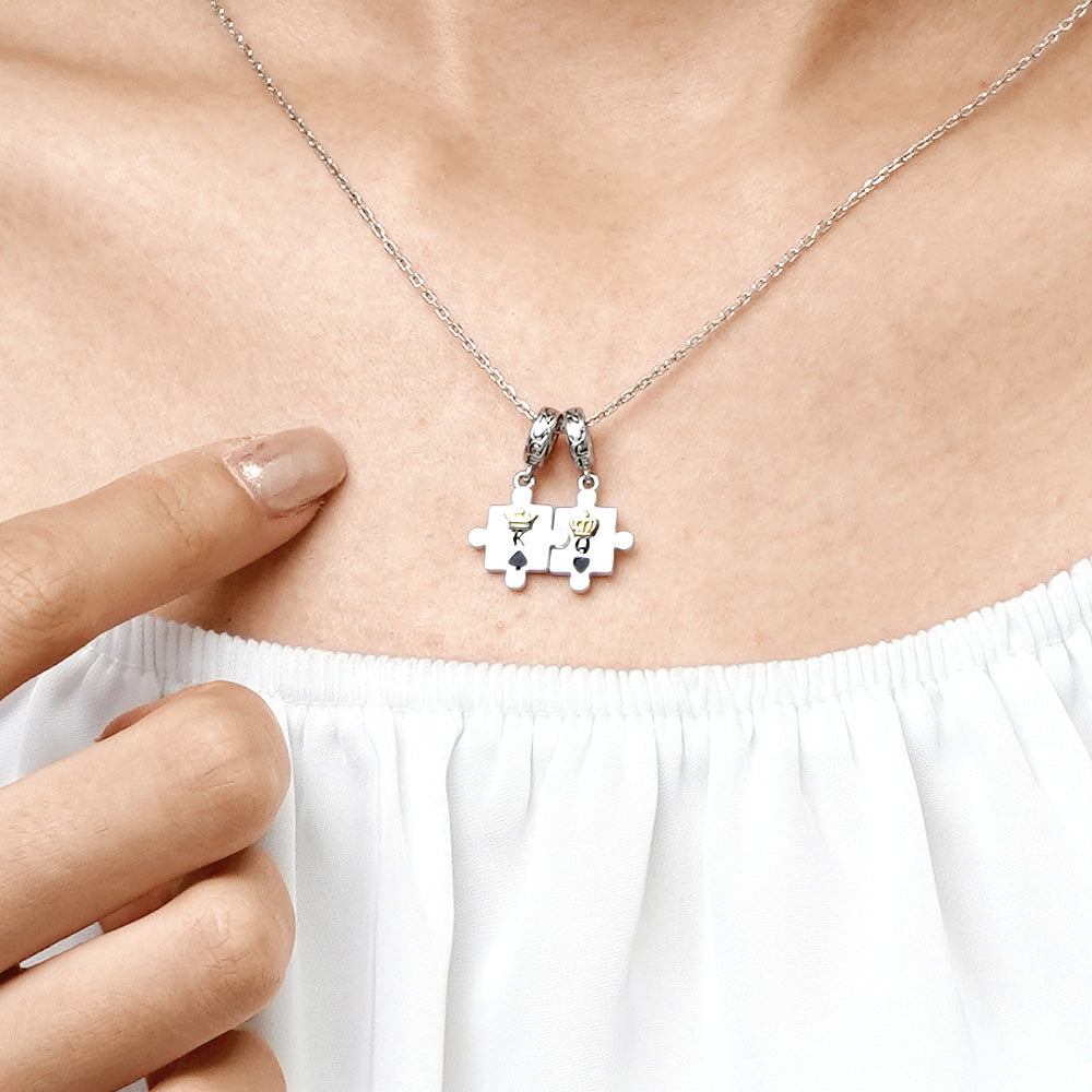 Gnoce Personalized Couple Puzzle Charm Platinum-plated Silver Blend_7