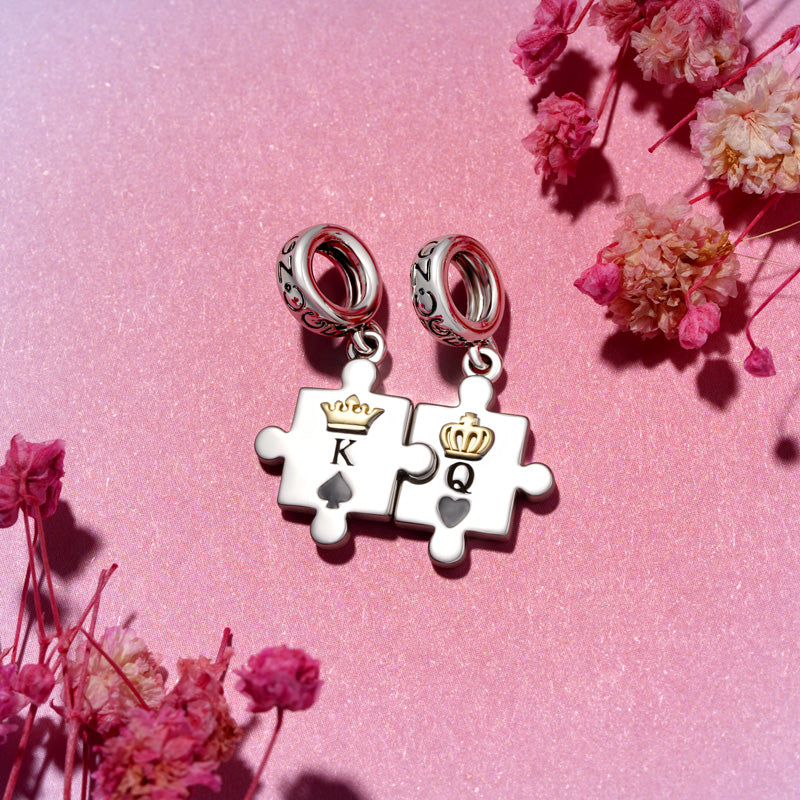 Gnoce Personalized Couple Puzzle Charm Platinum-plated Silver Blend_3
