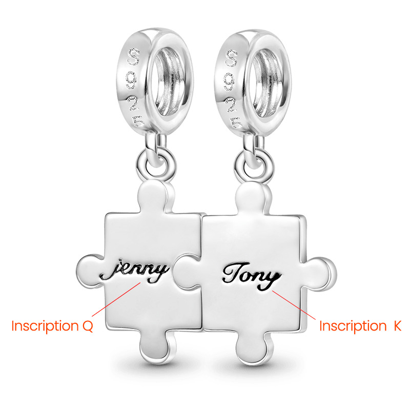 Gnoce Personalized Couple Puzzle Charm Platinum-plated Silver Blend_2