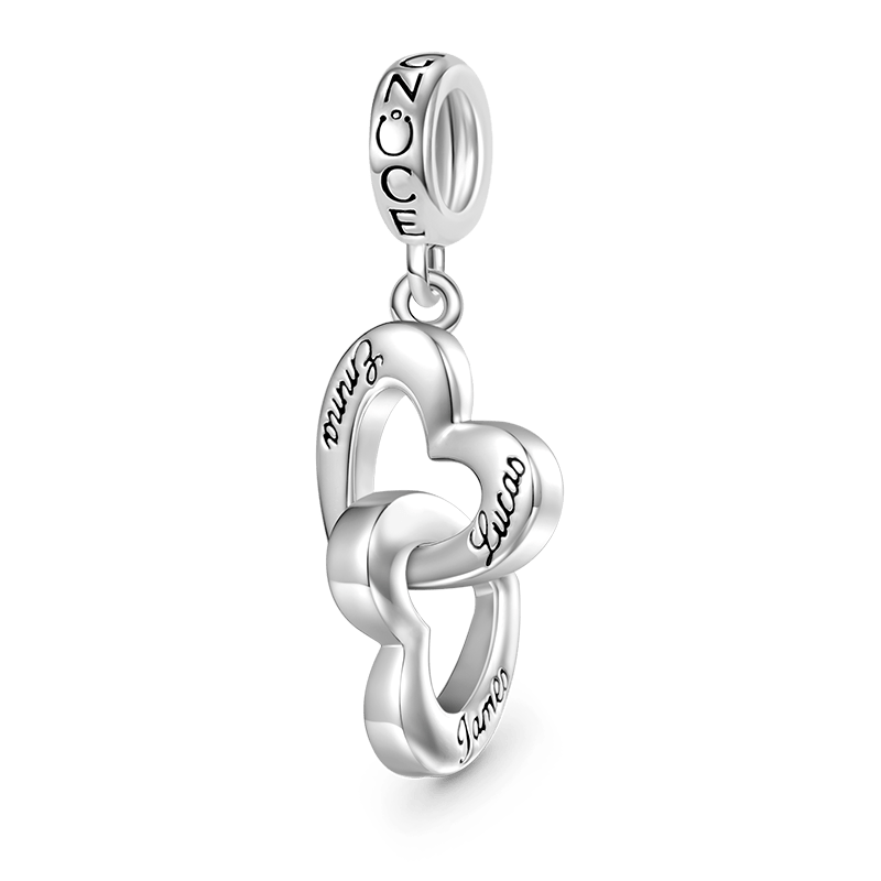 Gnoce Personalized Name Heart Charm Platinum-plated Silver Blend_1