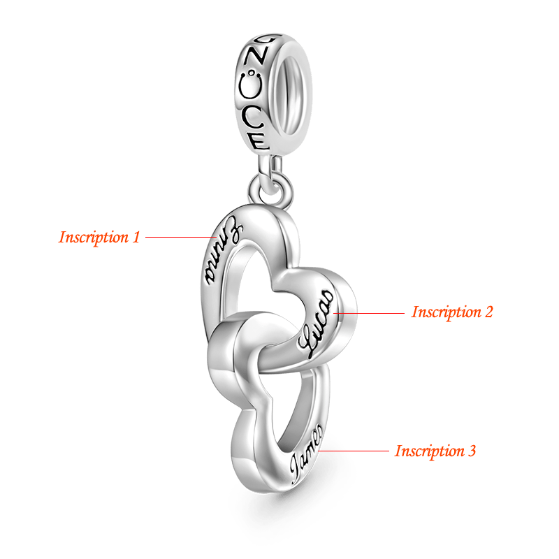 Gnoce Personalized Name Heart Charm Platinum-plated Silver Blend_3