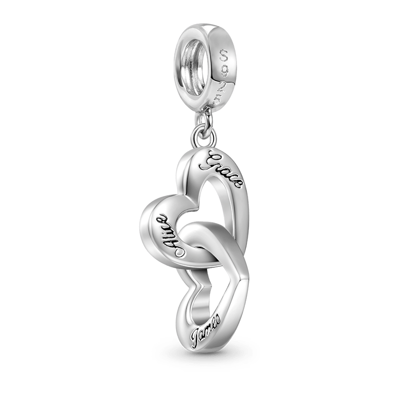 Gnoce Personalized Name Heart Charm Platinum-plated Silver Blend_2