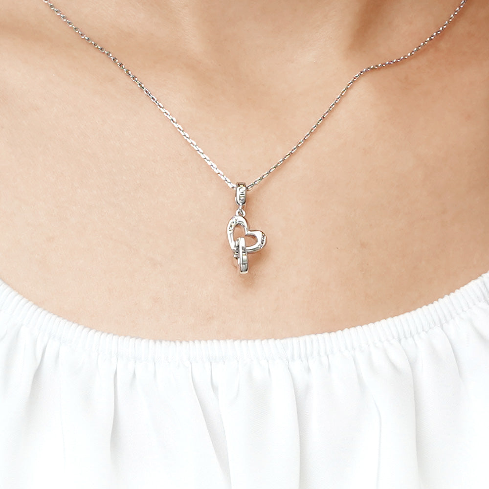 Gnoce Personalized Name Heart Charm Platinum-plated Silver Blend_7