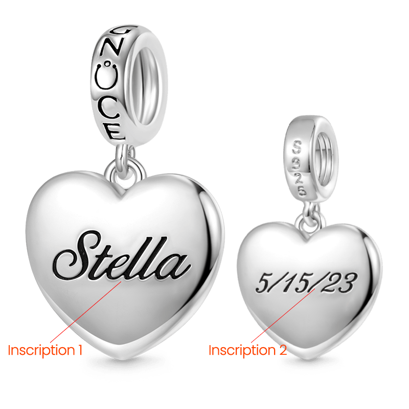 Gnoce Personalized Heart Charm Platinum-plated Silver Blend_2