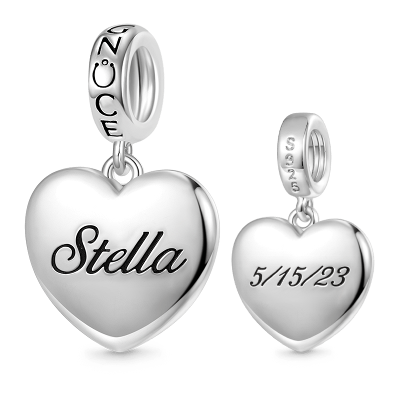 Gnoce Personalized Heart Charm Platinum-plated Silver Blend_1