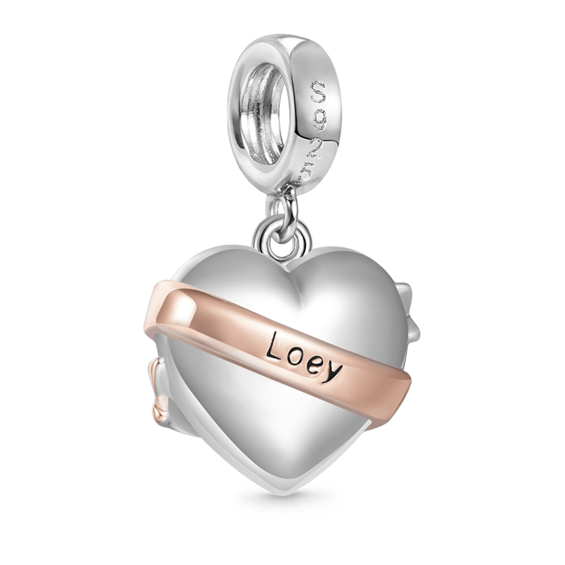Gnoce Engravable Heart Ribbon Pendant Dangle Charm_2