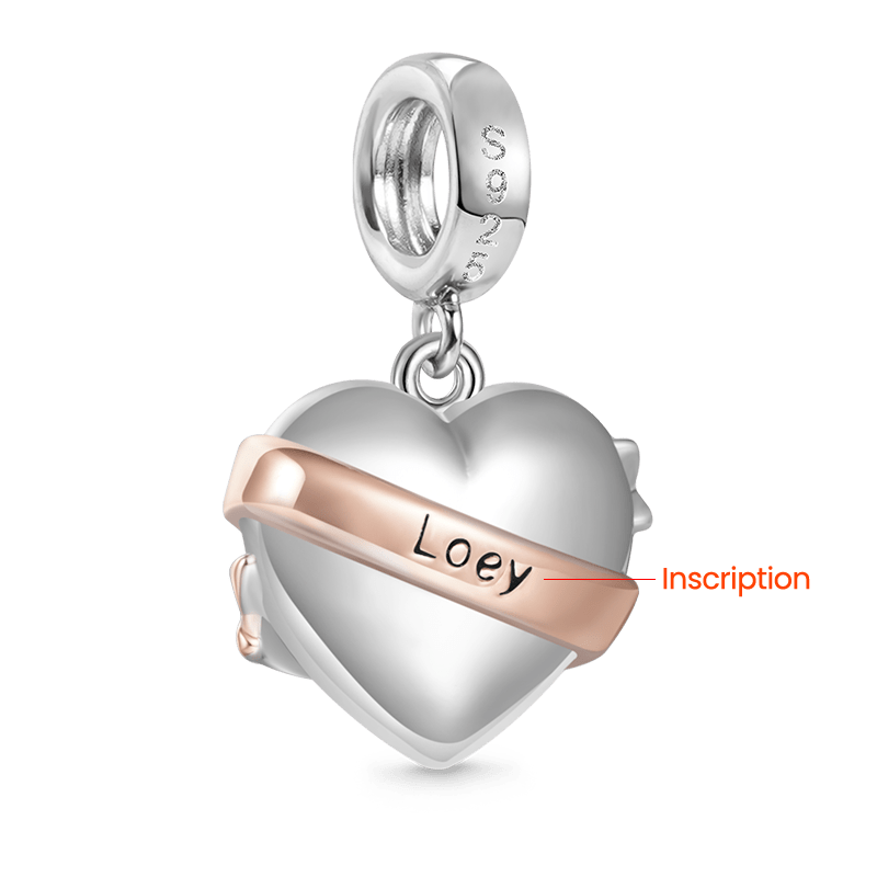 Gnoce Engravable Heart Ribbon Pendant Dangle Charm_3