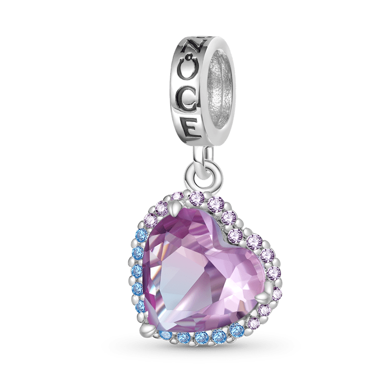 Gnoce Gradient Light Purple Heart-shaped Pendant Dangle Charm_1