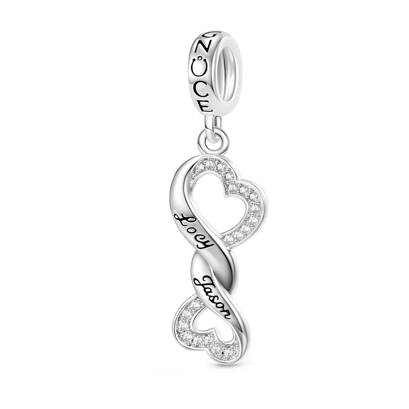 Gnoce Engravable Infinite Love Heart Charm Platinum-plated Silver Blend_1