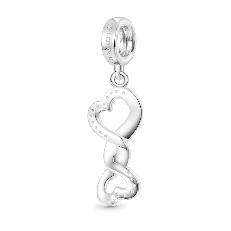Gnoce Engravable Infinite Love Heart Charm Platinum-plated Silver Blend_3