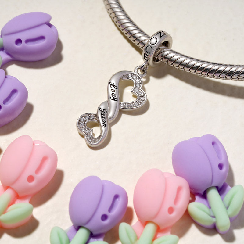 Gnoce Engravable Infinite Love Heart Charm Platinum-plated Silver Blend_4
