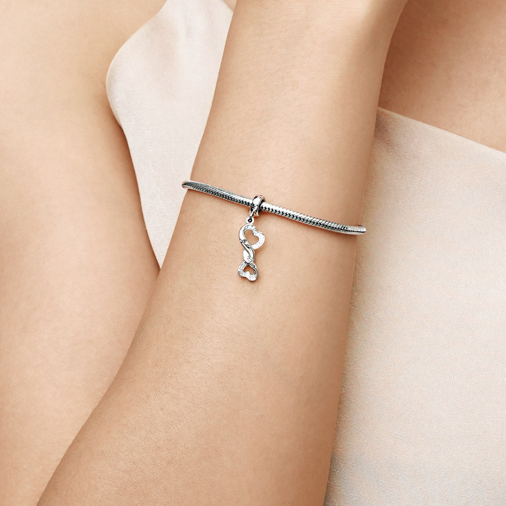 Gnoce Engravable Infinite Love Heart Charm Platinum-plated Silver Blend_8