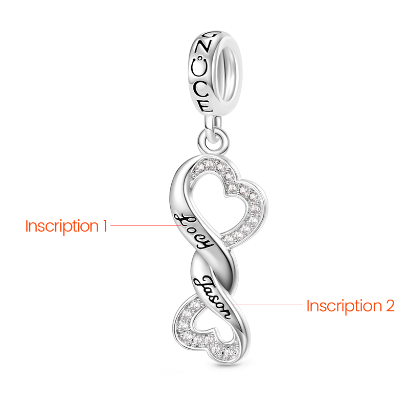 Gnoce Engravable Infinite Love Heart Charm Platinum-plated Silver Blend_2