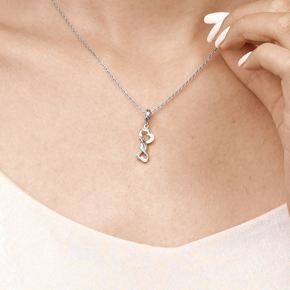 Gnoce Engravable Infinite Love Heart Charm Platinum-plated Silver Blend_6