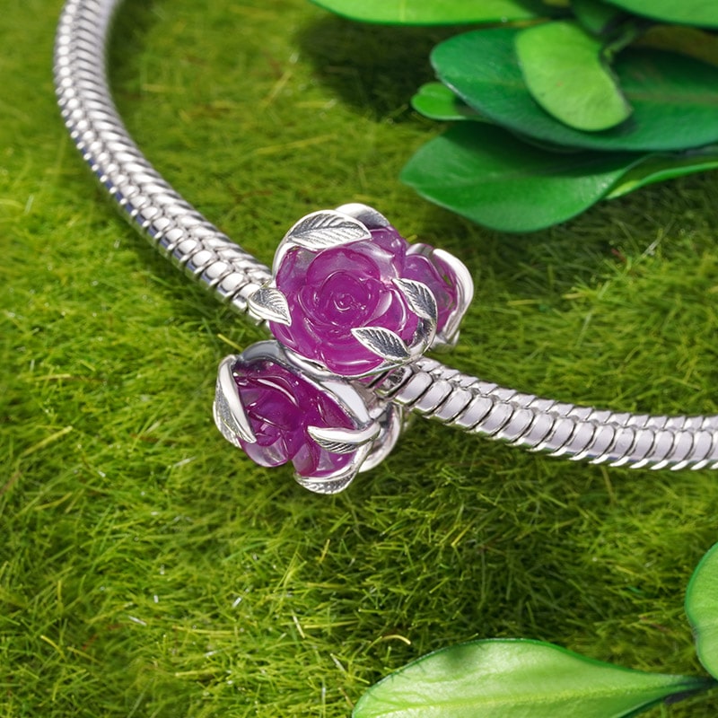 Gnoce Light Color-changing Rose Flower Charm Platinum-plated Silver Blend_3