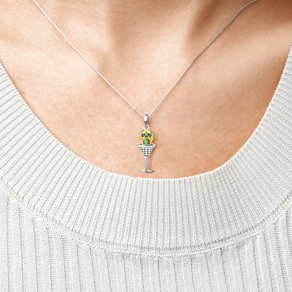 Gnoce Skull Martini Necklace Platinum-plated Silver Blend_4