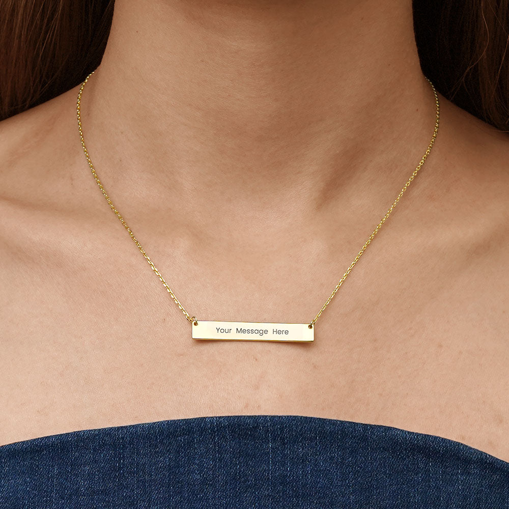 Gnoce "Speak Out Your Love" Made of 925Lead-free ECO Copper with High-quality Gold Plated Can Easily Engrave with Your Name, or A Word That Inspires You ,Gold Engravable Bar Necklace_3