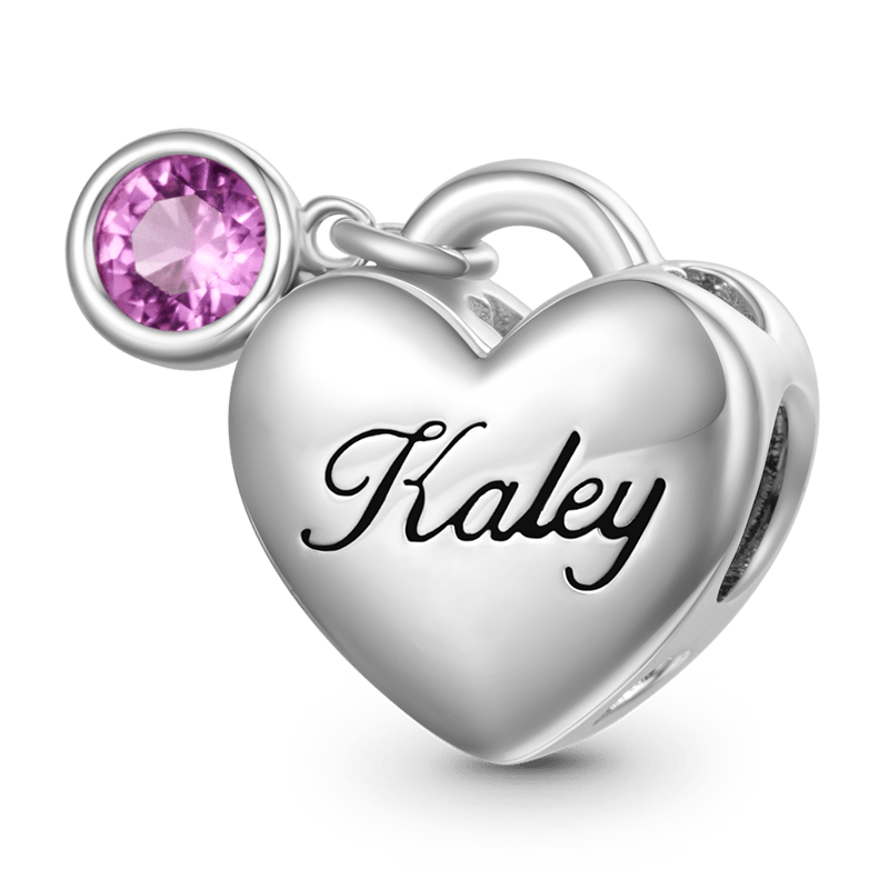 Gnoce Birthstone Engravable Heart Charm Platinum-plated Silver Blend_1