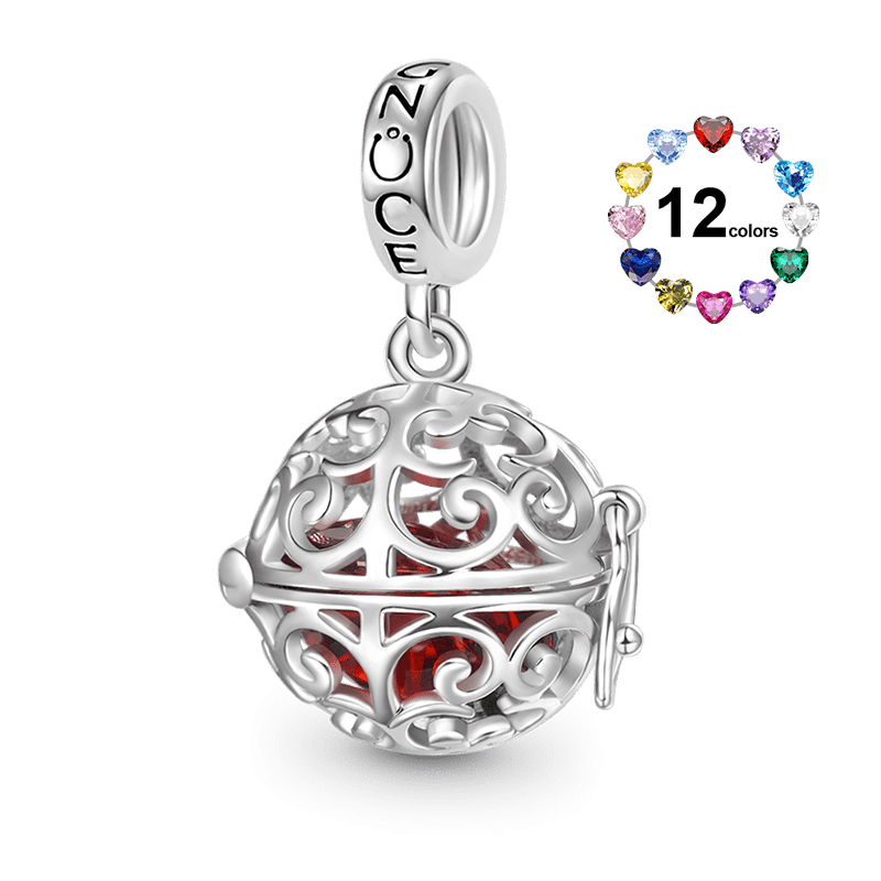 Gnoce Easter Egg Openable Birthstone Charm Platinum-plated Silver Blend_1