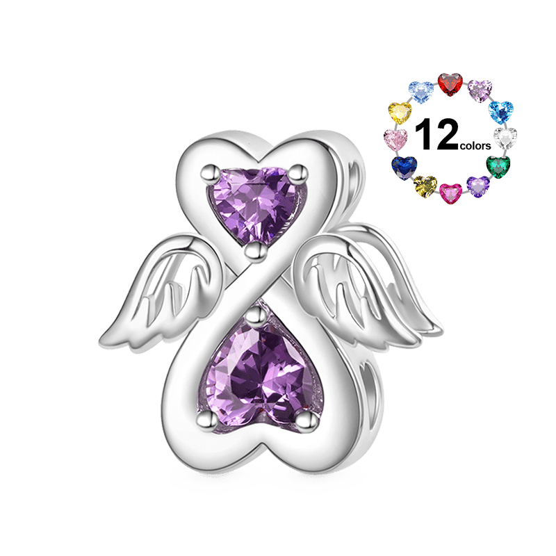 Gnoce Birthstone Angel Charm Platinum-plated Silver Blend_1