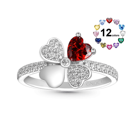 Gnoce Lucky Four Leaf Clover Birthstone Ring_1