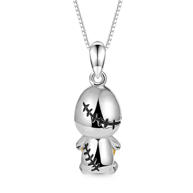 Gnoce Voodoo Doll Embraces Heart Gem Necklace Platinum-plated Silver Blend_2