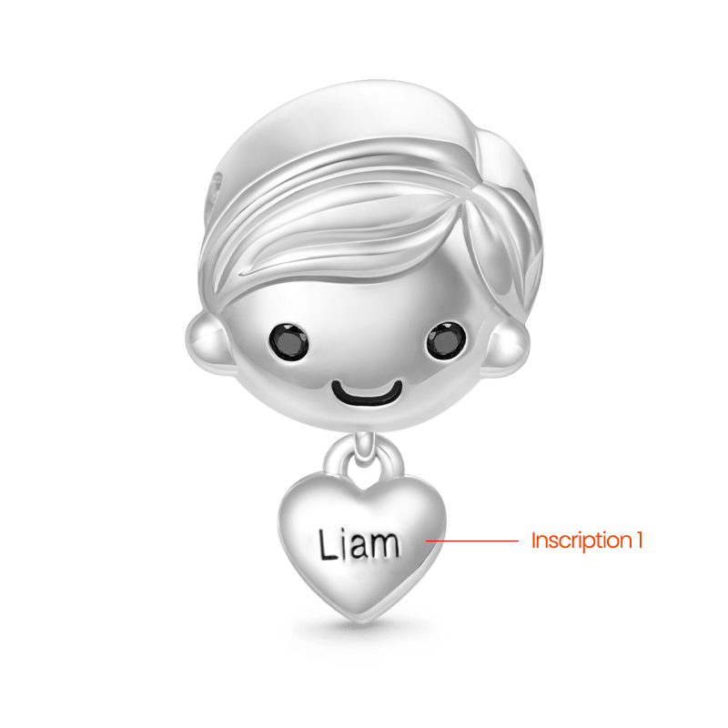Gnoce Love Little Boy Engravable Charm Platinum-plated Silver Blend_1