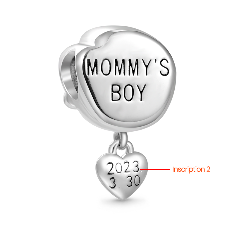 Gnoce Love Little Boy Engravable Charm Platinum-plated Silver Blend_2