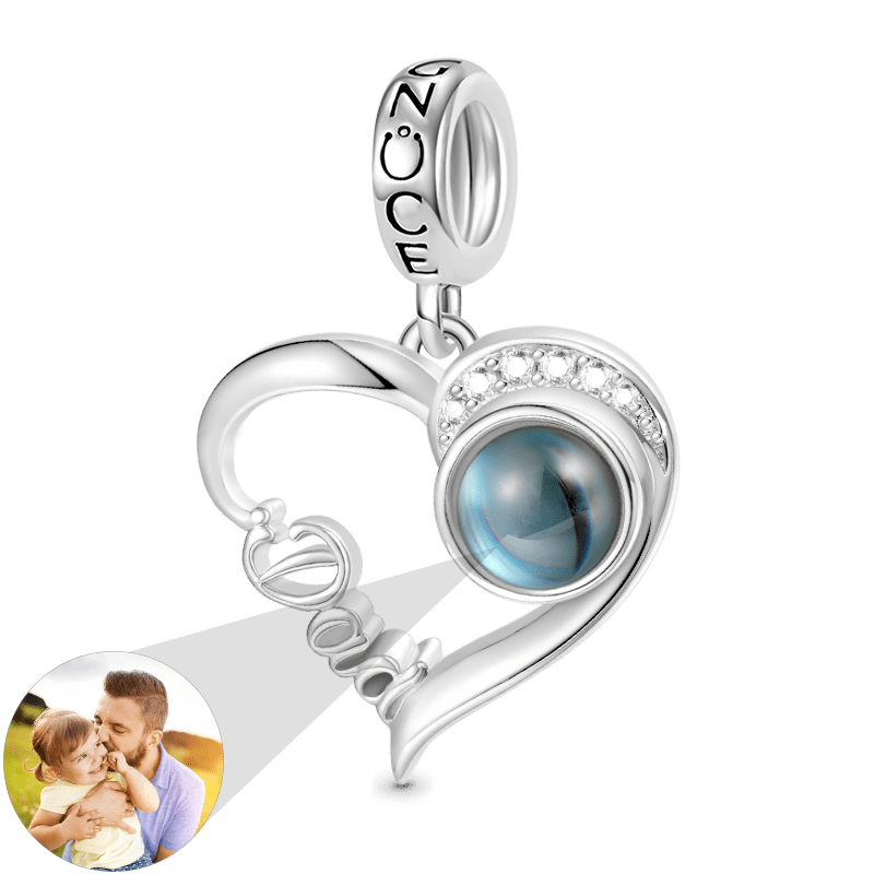 Gnoce Projection Heart Personalized Photo Charm Platinum-plated Silver Blend_1