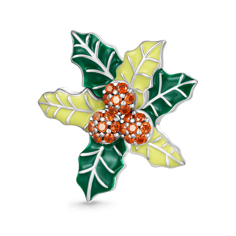 Gnoce Christmas Mistletoe Charm Platinum-plated Silver Blend_1