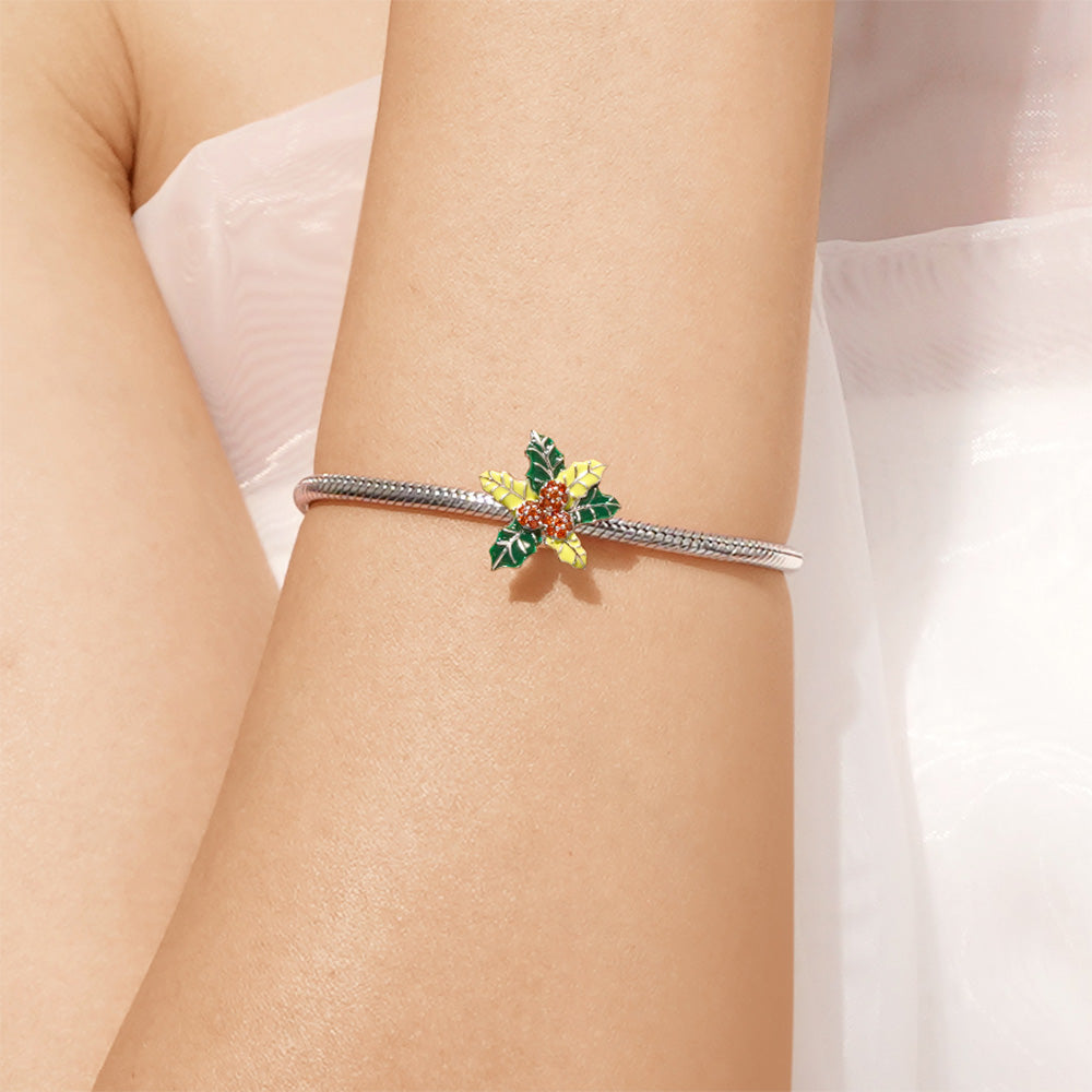 Gnoce Christmas Mistletoe Charm Platinum-plated Silver Blend_4
