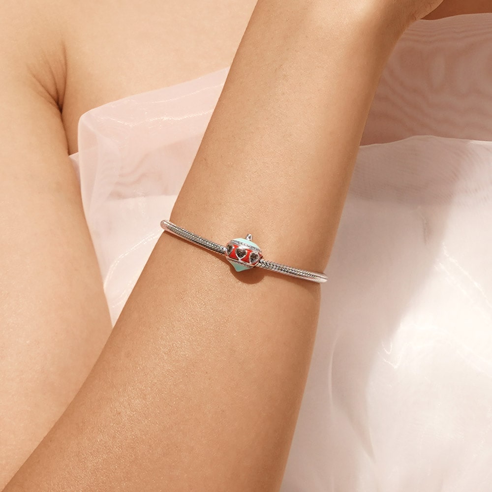Gnoce Sparkling Christmas Ball Charm Platinum-plated Silver Blend_4